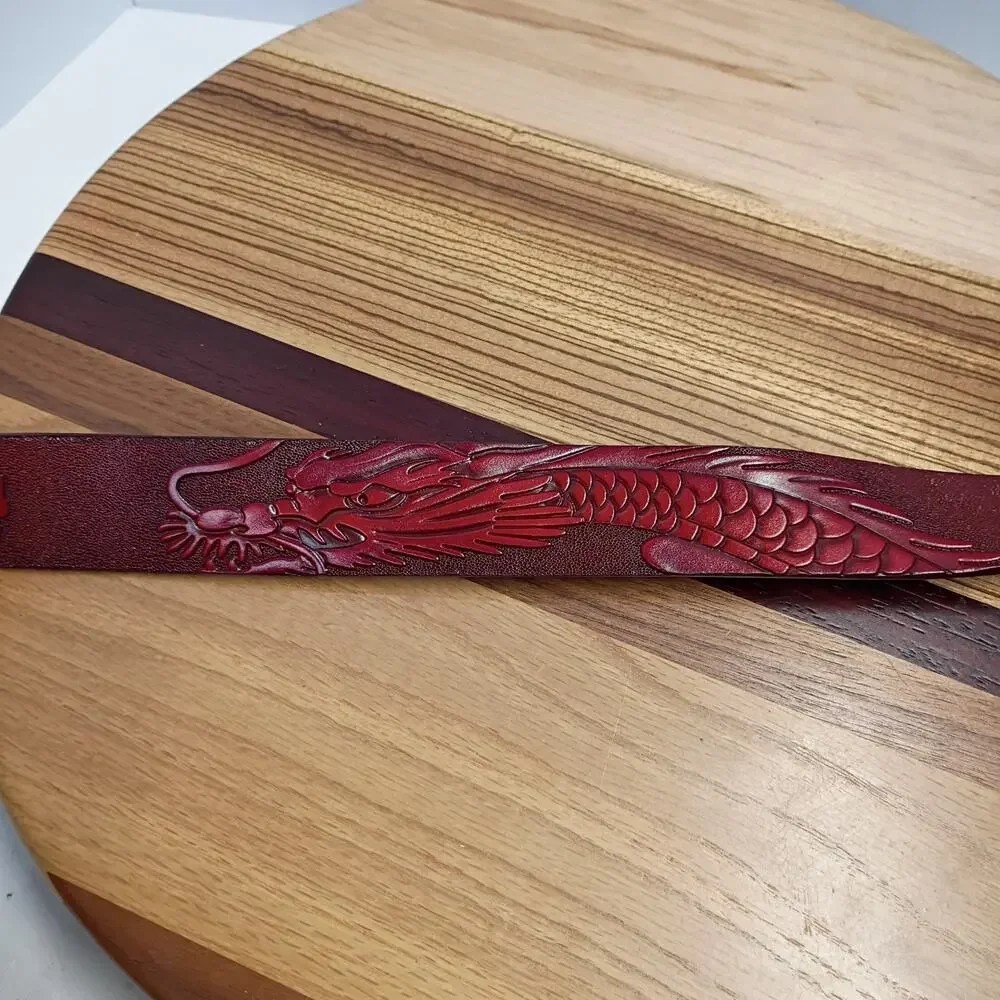 Fashion Dragon Head Buckle Male Cowhide Genuine Leather Belt Sz 52 Inch / 130